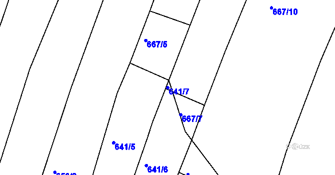 Parcela st. 641/7 v KÚ Slavňovice, Katastrální mapa