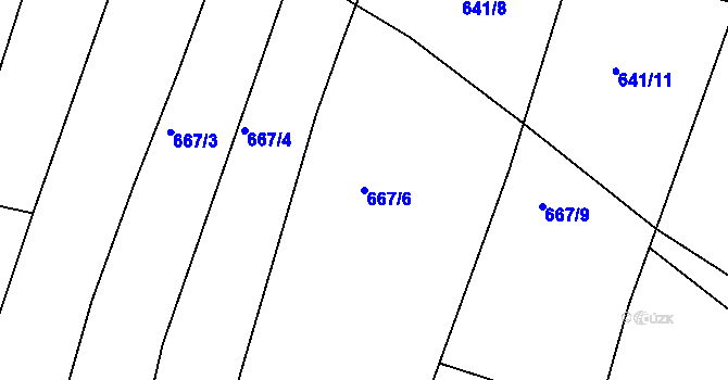 Parcela st. 667/6 v KÚ Slavňovice, Katastrální mapa