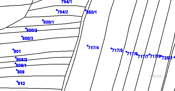 Parcela st. 717/4 v KÚ Slavňovice, Katastrální mapa