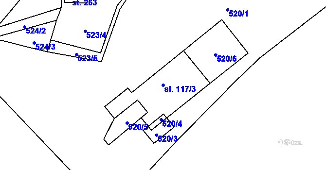 Parcela st. 117/3 v KÚ Stádlec, Katastrální mapa