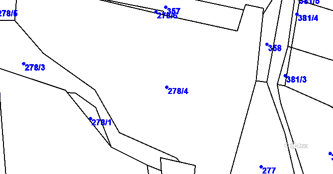 Parcela st. 278/4 v KÚ Stádlec, Katastrální mapa