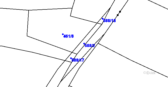 Parcela st. 588/2 v KÚ Stádlec, Katastrální mapa