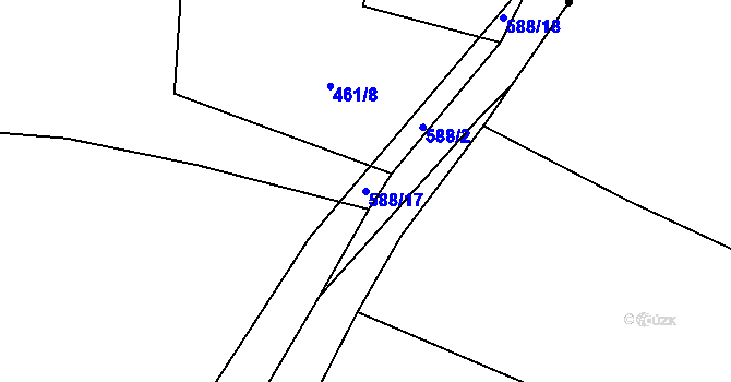 Parcela st. 588/17 v KÚ Stádlec, Katastrální mapa