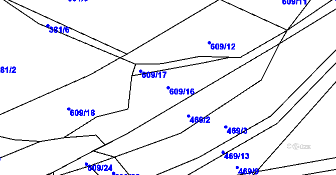 Parcela st. 609/16 v KÚ Stádlec, Katastrální mapa