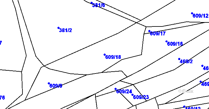 Parcela st. 609/18 v KÚ Stádlec, Katastrální mapa