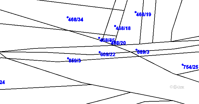 Parcela st. 609/22 v KÚ Stádlec, Katastrální mapa