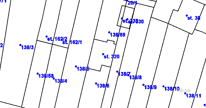 Parcela st. 320 v KÚ Stádlec, Katastrální mapa