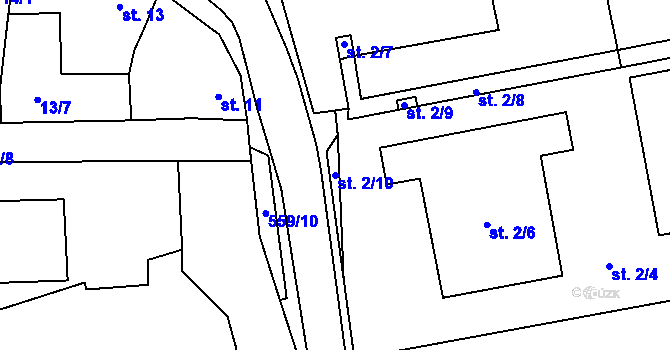 Parcela st. 2/10 v KÚ Stádlec, Katastrální mapa