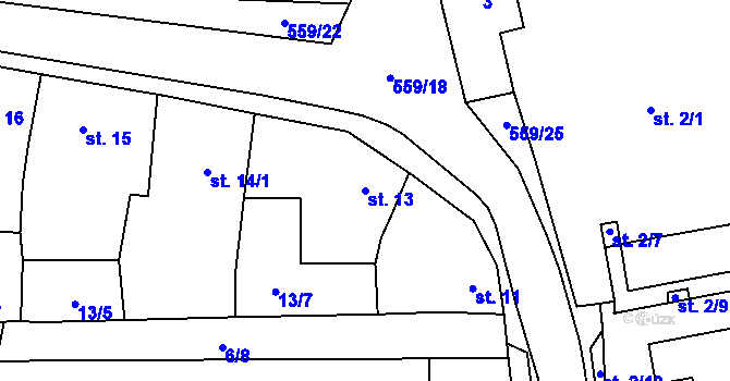 Parcela st. 13 v KÚ Stádlec, Katastrální mapa