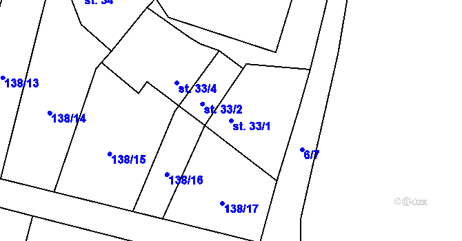 Parcela st. 33/1 v KÚ Stádlec, Katastrální mapa