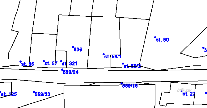 Parcela st. 59/1 v KÚ Stádlec, Katastrální mapa