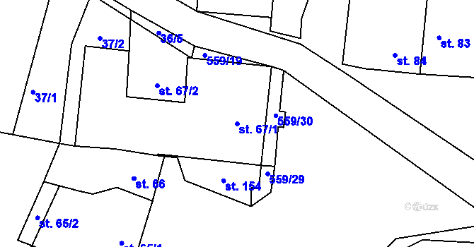 Parcela st. 67/1 v KÚ Stádlec, Katastrální mapa