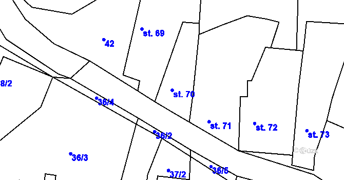 Parcela st. 70 v KÚ Stádlec, Katastrální mapa