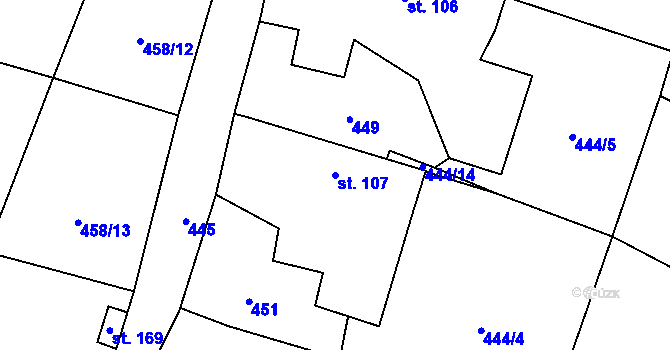 Parcela st. 107 v KÚ Stádlec, Katastrální mapa