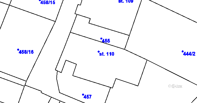 Parcela st. 110 v KÚ Stádlec, Katastrální mapa