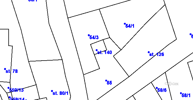 Parcela st. 140 v KÚ Stádlec, Katastrální mapa