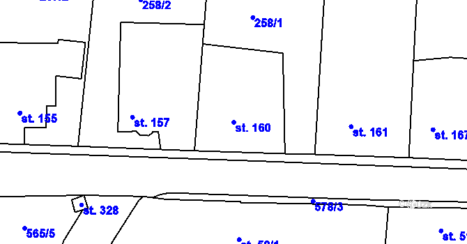 Parcela st. 160 v KÚ Stádlec, Katastrální mapa