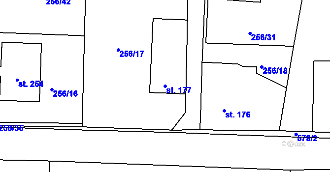Parcela st. 177 v KÚ Stádlec, Katastrální mapa