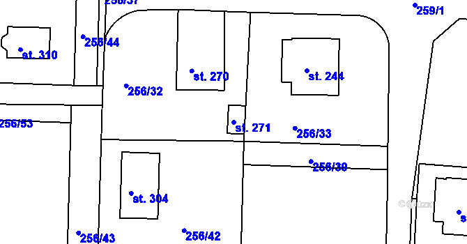 Parcela st. 271 v KÚ Stádlec, Katastrální mapa