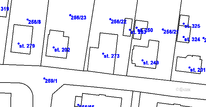 Parcela st. 273 v KÚ Stádlec, Katastrální mapa