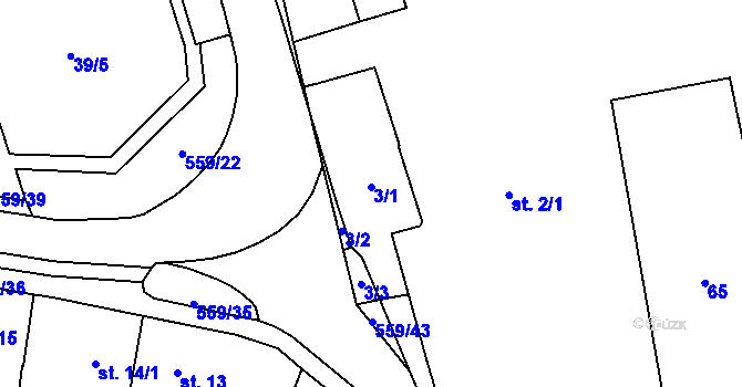 Parcela st. 3 v KÚ Stádlec, Katastrální mapa
