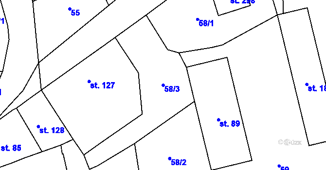 Parcela st. 58/3 v KÚ Stádlec, Katastrální mapa