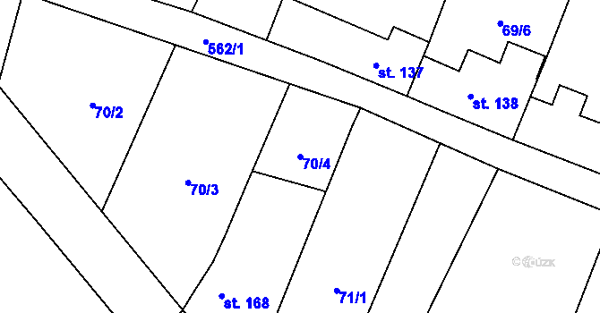 Parcela st. 70/4 v KÚ Stádlec, Katastrální mapa
