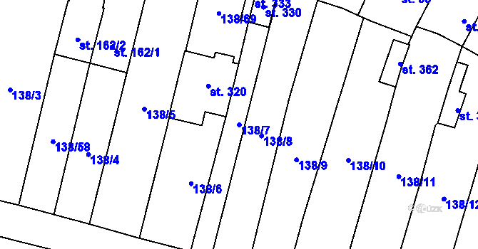 Parcela st. 138/7 v KÚ Stádlec, Katastrální mapa