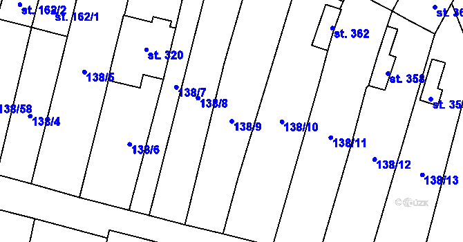 Parcela st. 138/9 v KÚ Stádlec, Katastrální mapa