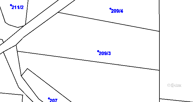 Parcela st. 209/3 v KÚ Stádlec, Katastrální mapa