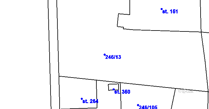 Parcela st. 246/13 v KÚ Stádlec, Katastrální mapa