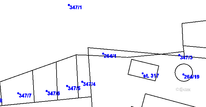 Parcela st. 264/1 v KÚ Stádlec, Katastrální mapa