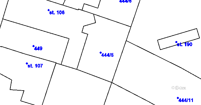 Parcela st. 444/5 v KÚ Stádlec, Katastrální mapa