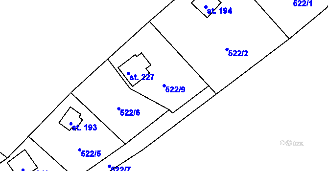Parcela st. 522/9 v KÚ Stádlec, Katastrální mapa