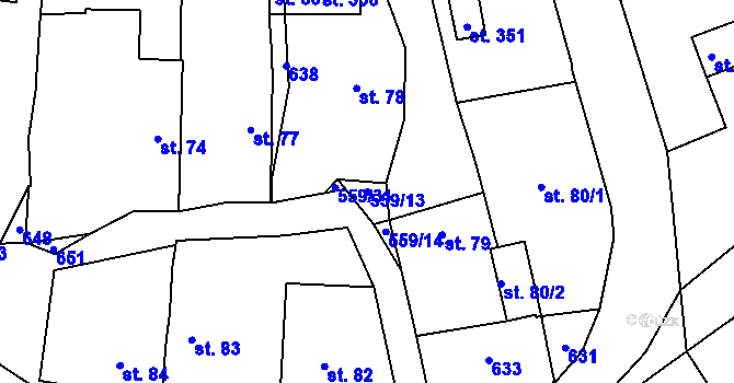 Parcela st. 559/13 v KÚ Stádlec, Katastrální mapa
