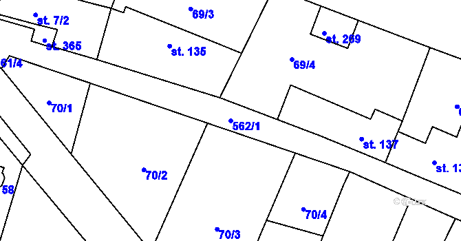 Parcela st. 562/1 v KÚ Stádlec, Katastrální mapa