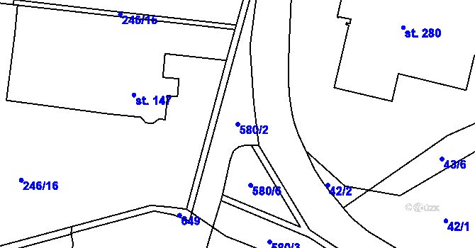 Parcela st. 580/2 v KÚ Stádlec, Katastrální mapa