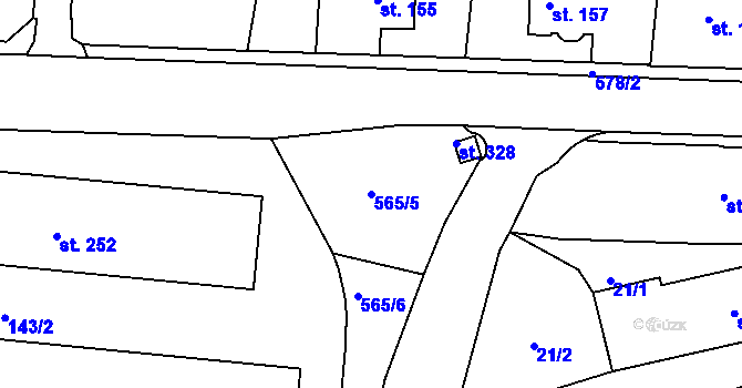 Parcela st. 565/5 v KÚ Stádlec, Katastrální mapa
