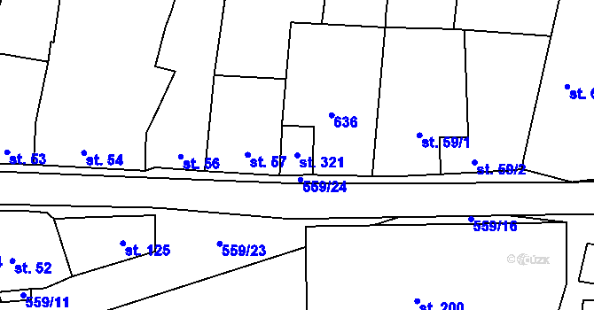 Parcela st. 321 v KÚ Stádlec, Katastrální mapa