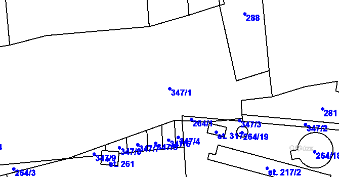 Parcela st. 347/1 v KÚ Stádlec, Katastrální mapa