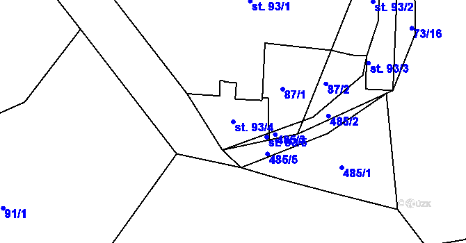 Parcela st. 93/4 v KÚ Stádlec, Katastrální mapa