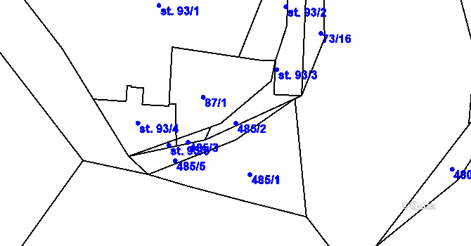 Parcela st. 485/2 v KÚ Stádlec, Katastrální mapa