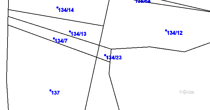 Parcela st. 134/23 v KÚ Stádlec, Katastrální mapa