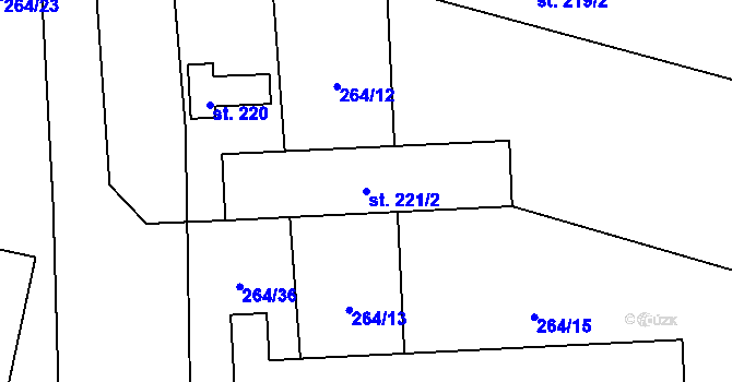 Parcela st. 221/2 v KÚ Stádlec, Katastrální mapa