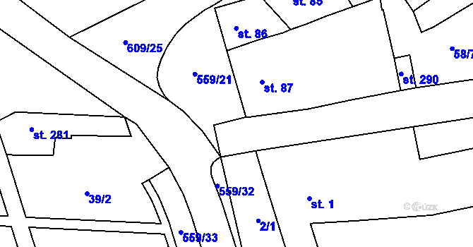 Parcela st. 2/2 v KÚ Stádlec, Katastrální mapa