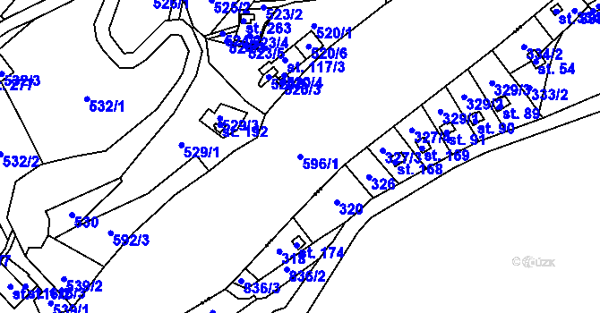 Parcela st. 596/1 v KÚ Stádlec, Katastrální mapa