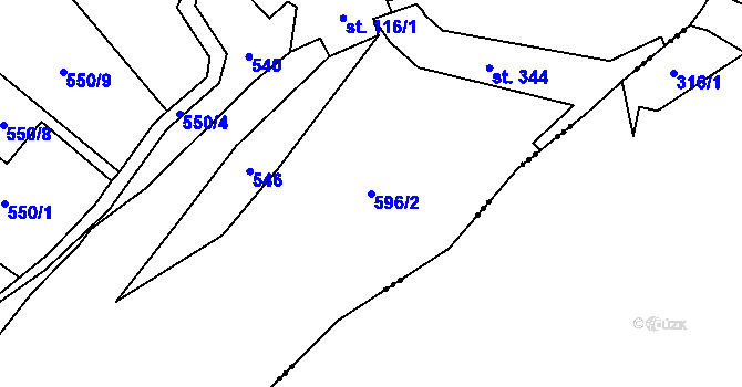Parcela st. 596/2 v KÚ Stádlec, Katastrální mapa