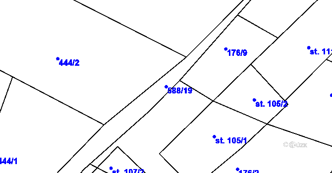 Parcela st. 588/19 v KÚ Stádlec, Katastrální mapa