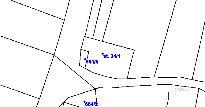 Parcela st. 34/1 v KÚ Staré Sedlo u Stádlce, Katastrální mapa
