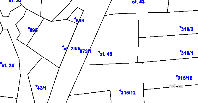 Parcela st. 45 v KÚ Staré Sedlo u Stádlce, Katastrální mapa